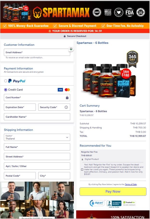 Safe online payment page for Spartamax official order
